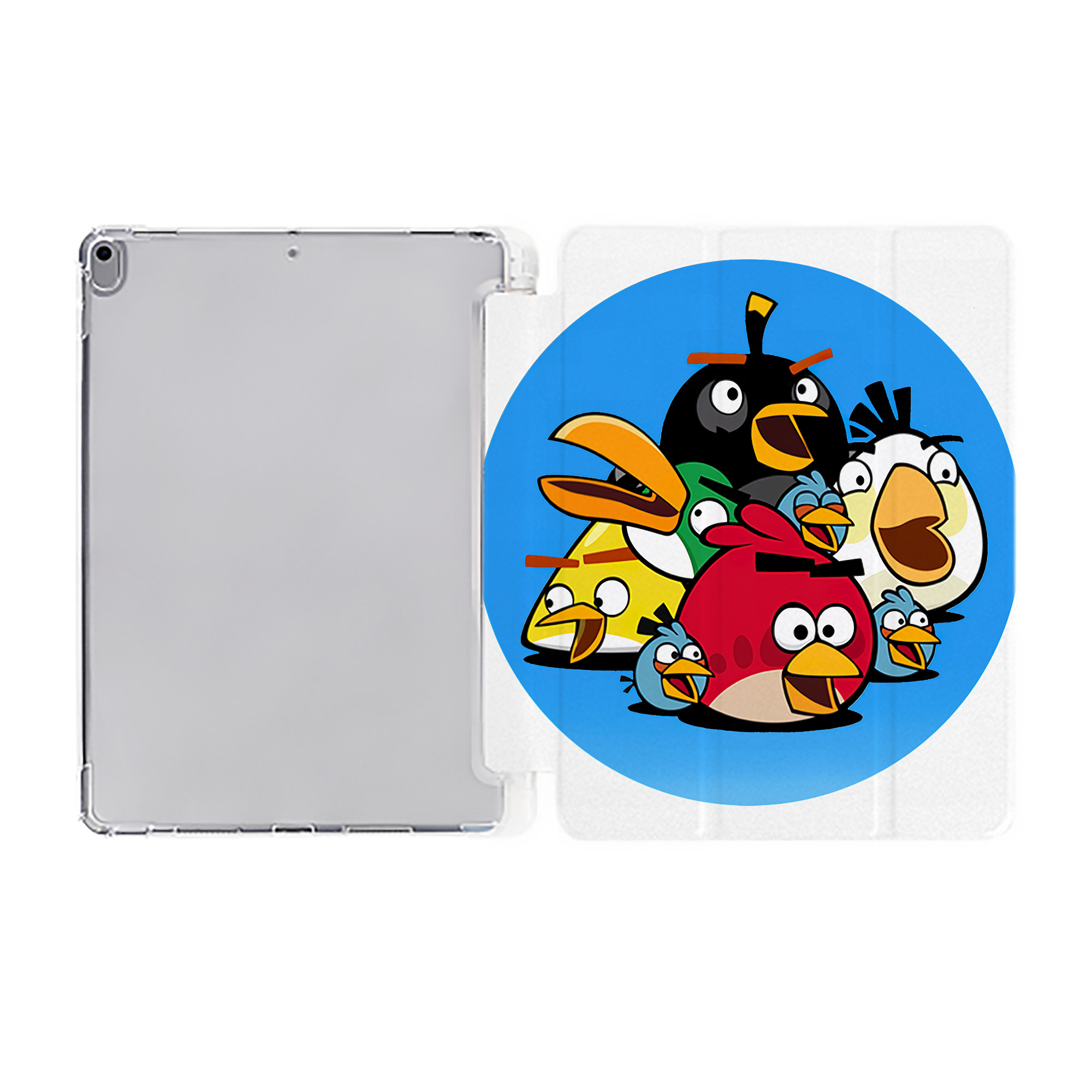 （画像用） Angry Birds アングリーバード IPad ケース ペン収納付き 三つ折りスタンド PUレザー×シリコン 対応機種9.5/10.5/10.9インチ
